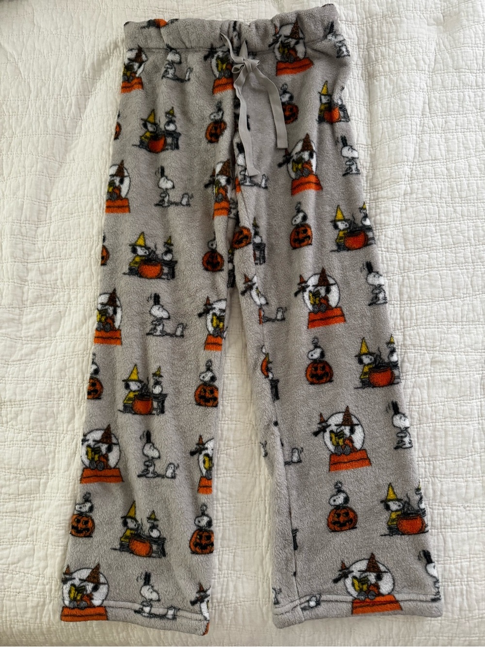 Grey Halloween Snoopy Fleece Pajama Pants